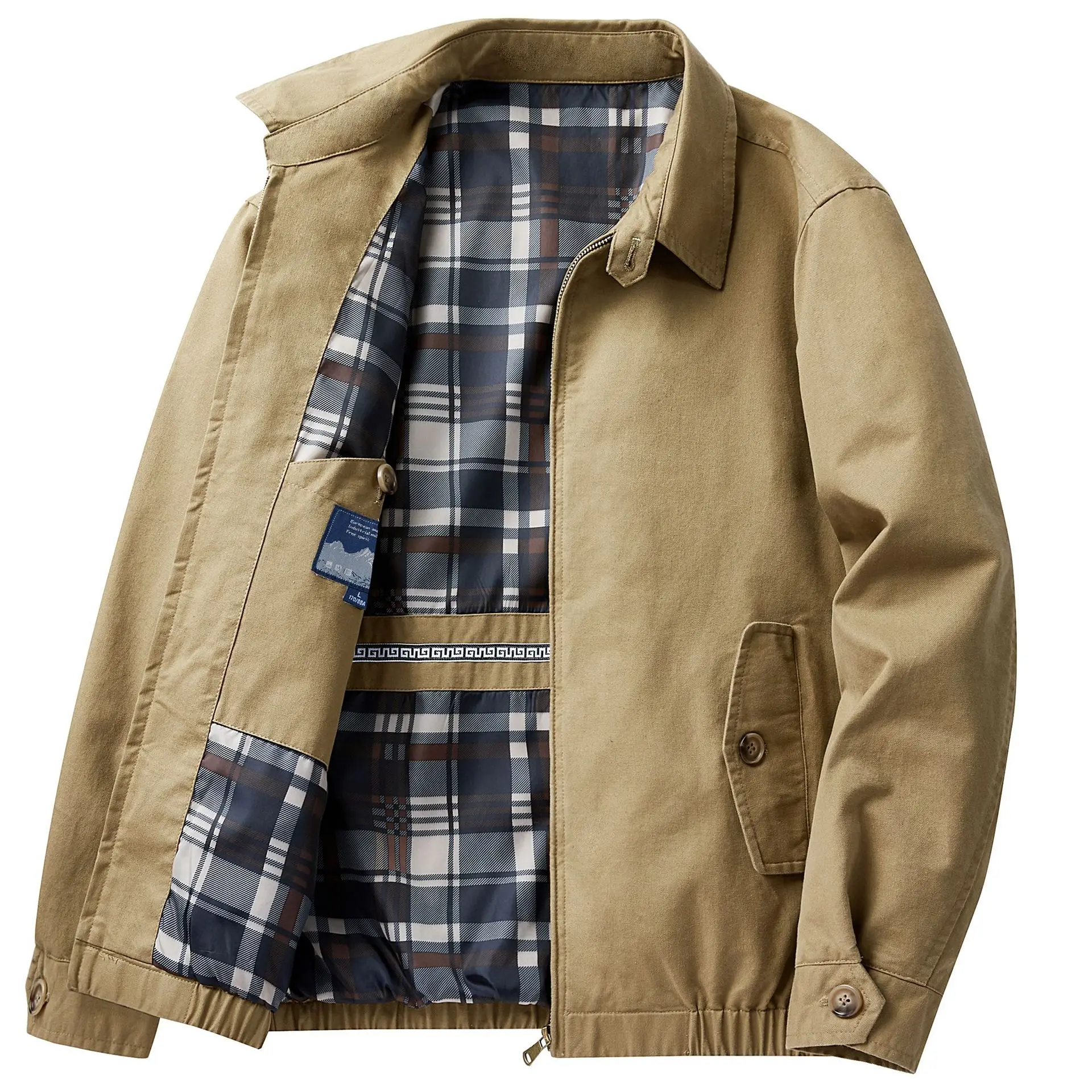 New Fashion Men Solid Color Turned Collar Business Casual Jackets Quality Men 100% Cotton Trendy Coats Washed Cargo Jackets 4XL