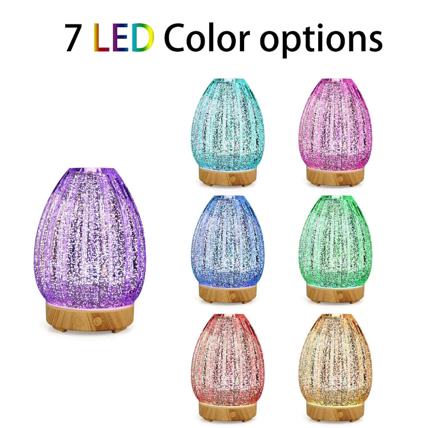 New 3D Glass Aromatherapy Machine Colorful LED 100ml 5V Essential Oil Diffuser Air Humidifier Home Creative Pattern