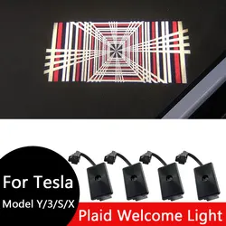 Dla Tesla Model Y 3 S X Samochodowe oświetlenie drzwi Logo Projektor Projektor Puddle Światła powitalne Nigdy nie blaknie Lase Ghost Shadow Light