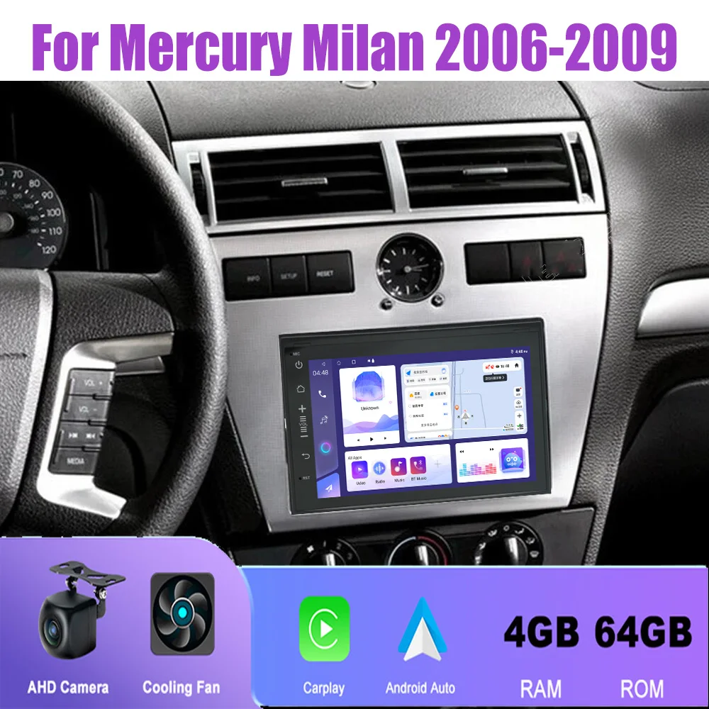 

7" 4+64GB For Mercury Milan 2006-2009 Car Stereo Radio Double DIN Wireless Carplay Android Auto Head Unit GPS Navigation