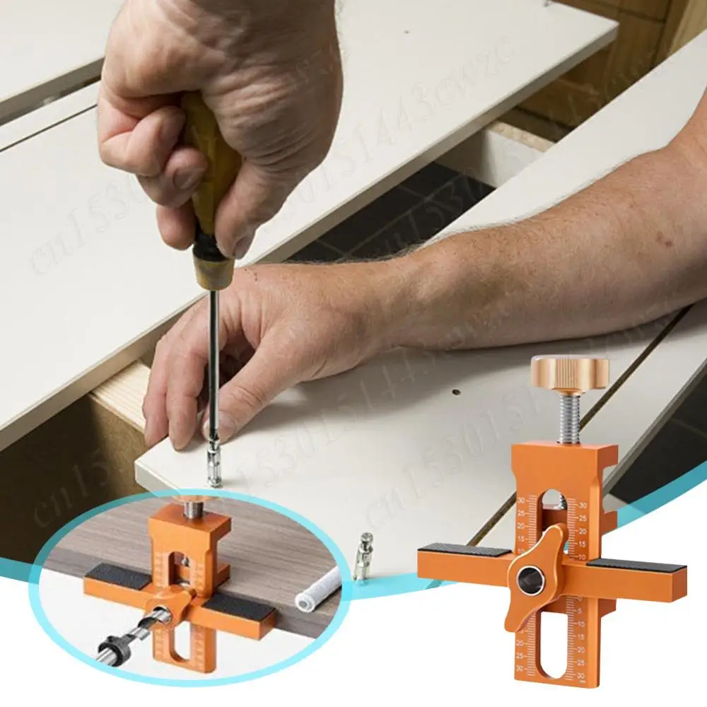 New 2In1 Woodworking Cabinet Door Installation Mounting Jig Quick Positioning Panel Rebounding Device Drilling Woodworking Tool