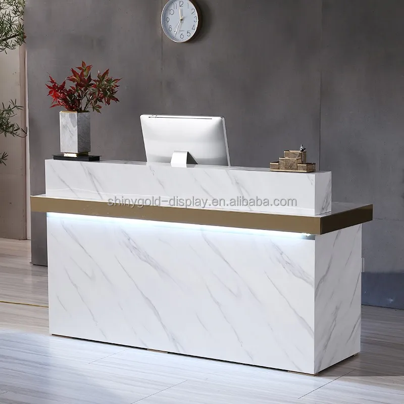 Custom. High Quality Front Office Shop Store Cashier Chout Council Table Wood Modern White Nail Small Reception County