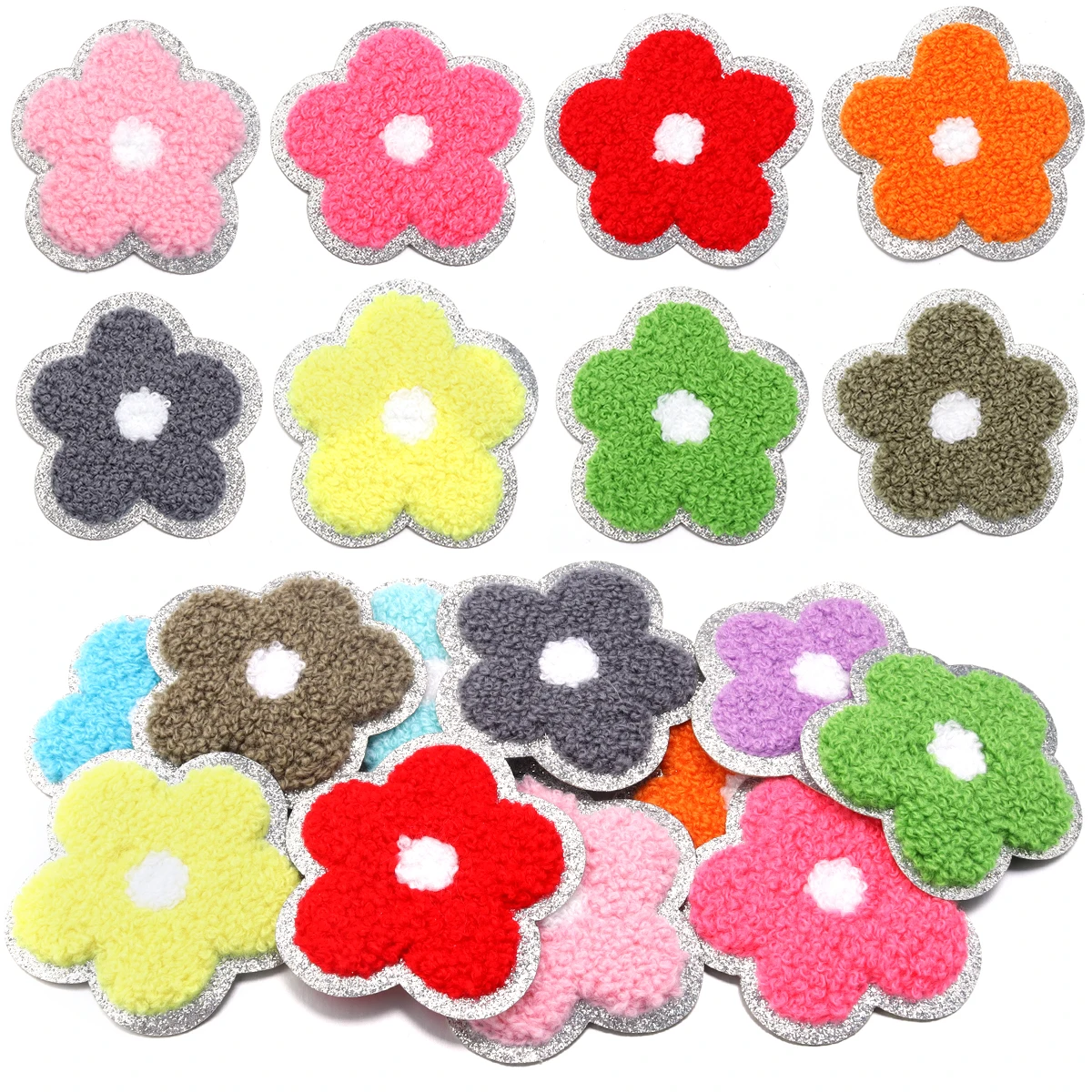 10pcs 6cm Color Flowers Patches Embroidery Towel Ironing Applique for DIY Clothing Hats Bag Patch Sewing Decoration Supplies