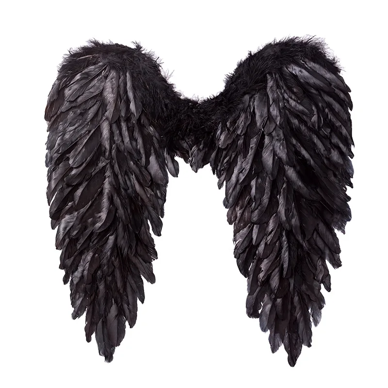Large feathered angel devil wings black photo wedding photography travel photo fairy show cos props