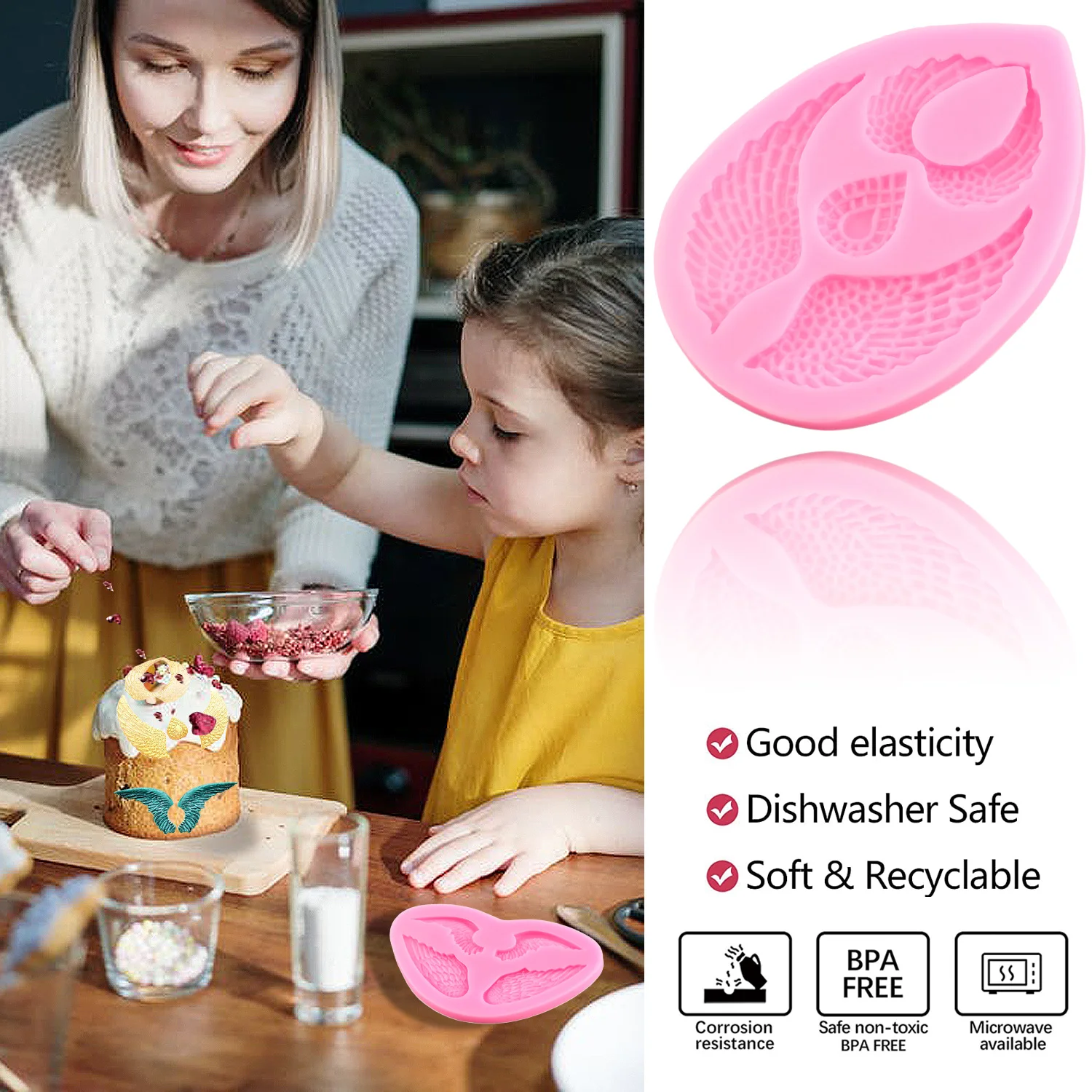 Angel Wings Silicone Mold Cupcake Fondant Molds Cake Decorating Tools Chocolate Gumpaste Mould Candy Resin Clay Moulds