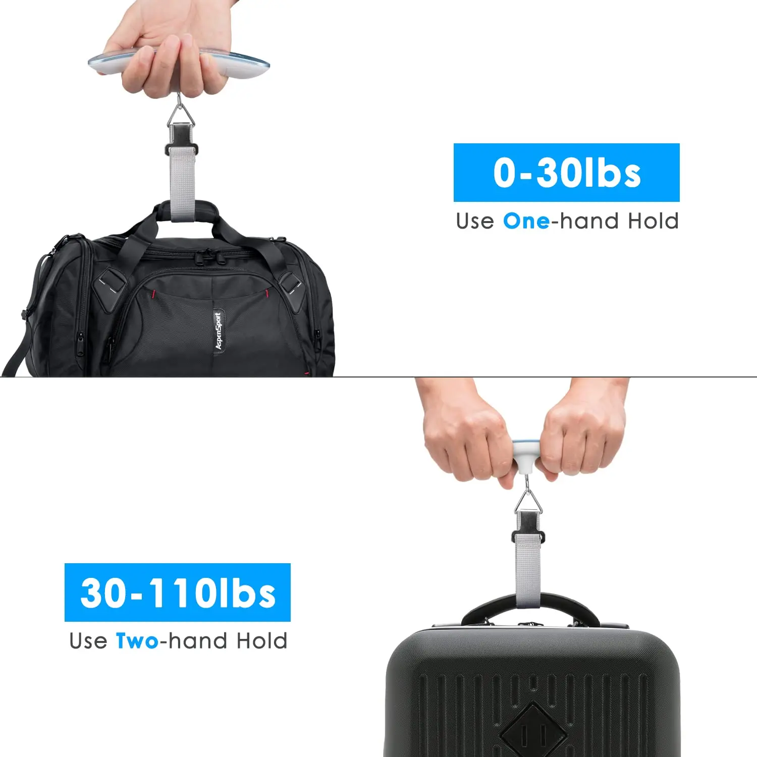 50kg/110lb Hand Held Digital Luggage Scale LCD Electronic Hanging Belt Scale For Travel Suitcase Baggage Electronic Weight Scale