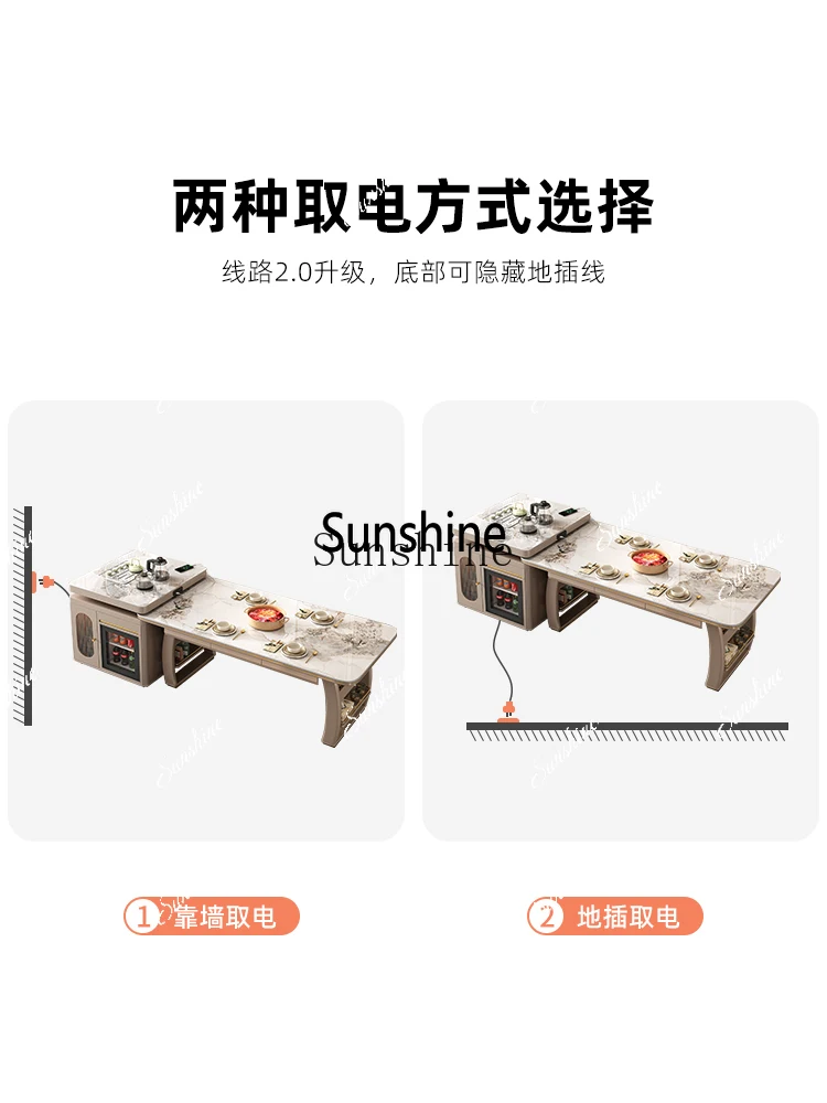 

Light luxury slate small household type modern simple with drawer induction cooker high-end dining table and chair combinationPX