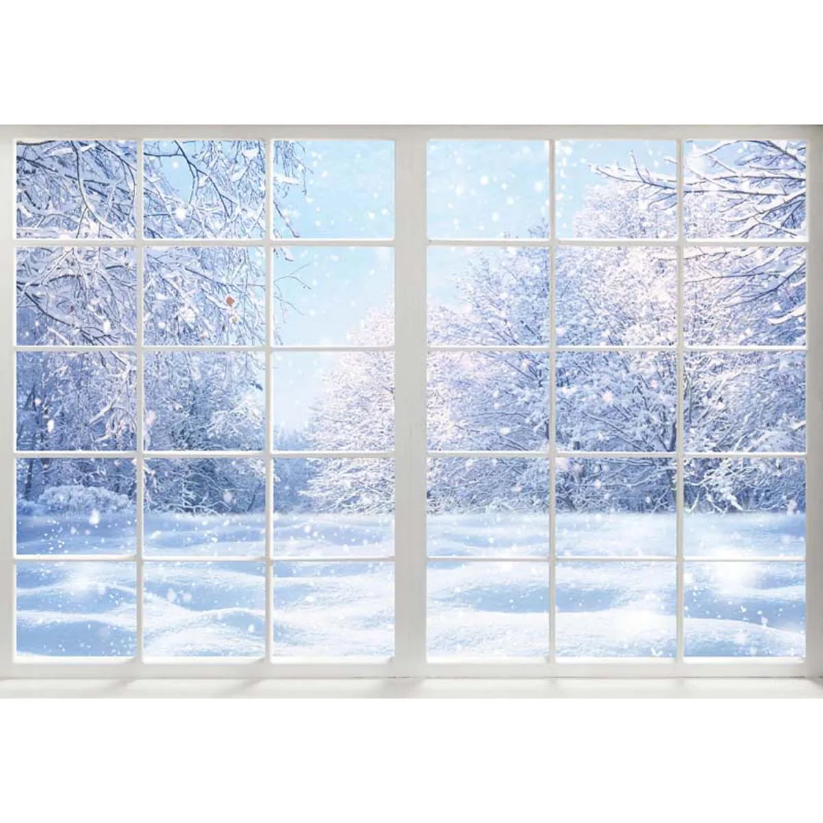 Allenjoy-Fondo de fotografía de ventana de paisaje de invierno