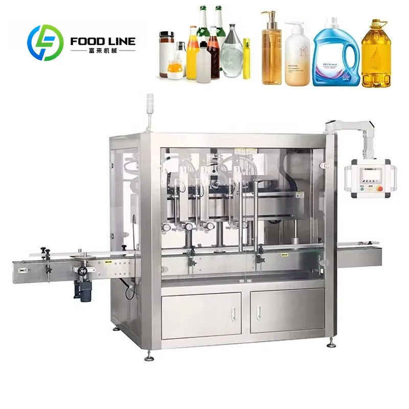 Custom multi‑nozzle automatic inline filling machine quantitative bottling setup for food cosmetic mass production site