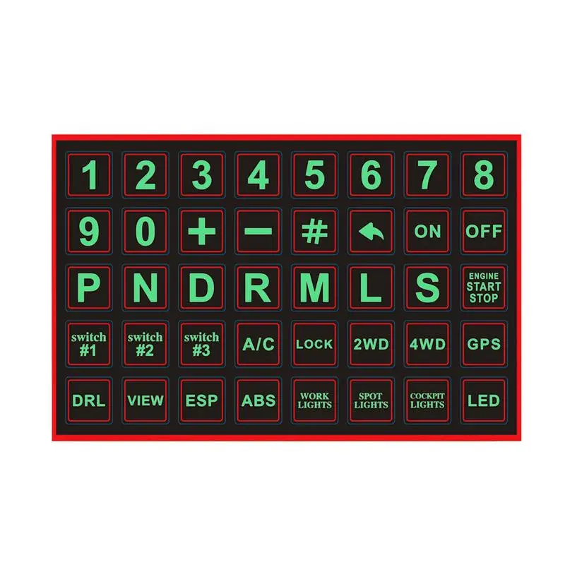 Car Interior Decal 40 Pieces of Luminous Button Stickers Automotive Interior Accessories Circuit Panel Label Fluorescent Green
