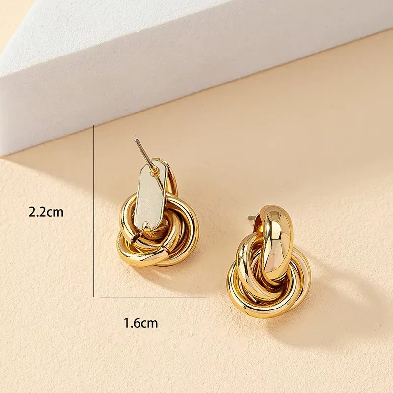 Gold SIlver Color Knot Stud Earring For Women Shiny Color Trendy Earring Stud Cute Daily Wear Jewelry