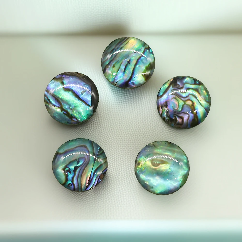 Vintage Round Natural Abalone Shell Ring Cabochon Beads Caps 12mm Cabochon Loose Beads for Jewelry Making DIY Necklace Rings