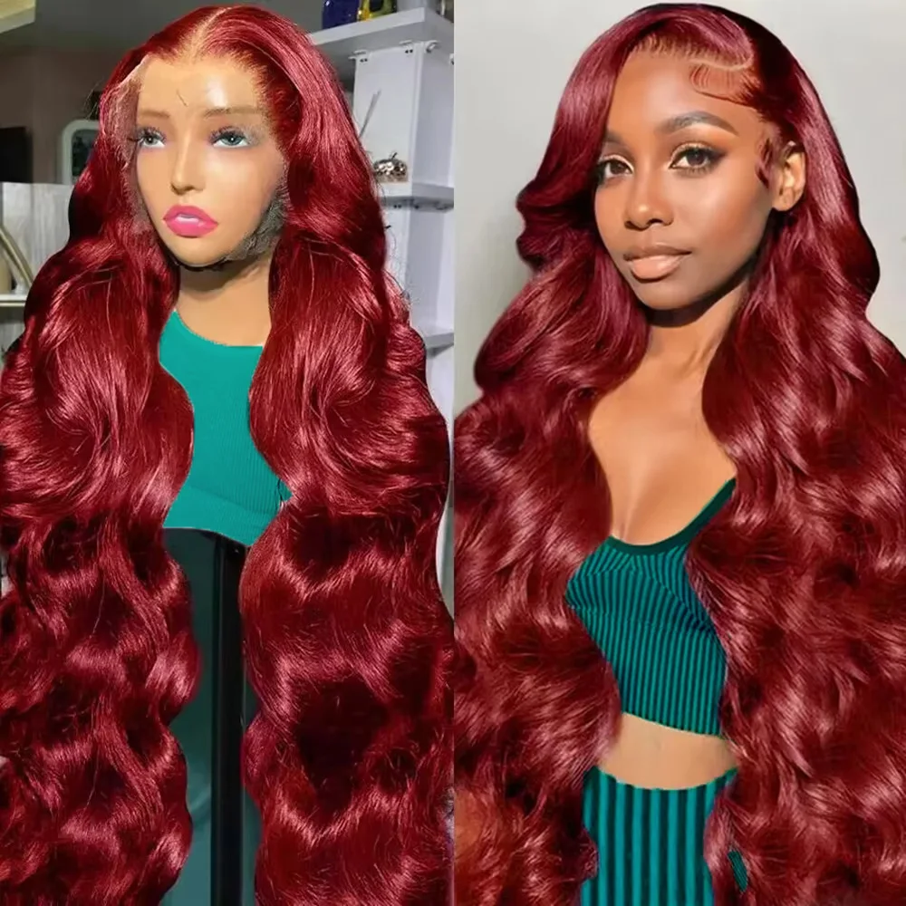 99j بورجوندي 13x6 الدانتيل الجبهة 100% الشعر البشري 200 الكثافة الجسم موجة 30 36 بوصة الأحمر اللون الدانتيل الباروكات الأمامية البرازيلي للنساء