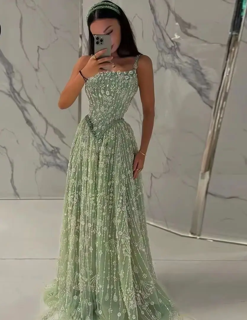 Aileen فساتين سهرة Luxurious Women's Evening Dresses for Special Occasions Green Customized Vestidos De Festa A-line Prom 2025 image 2