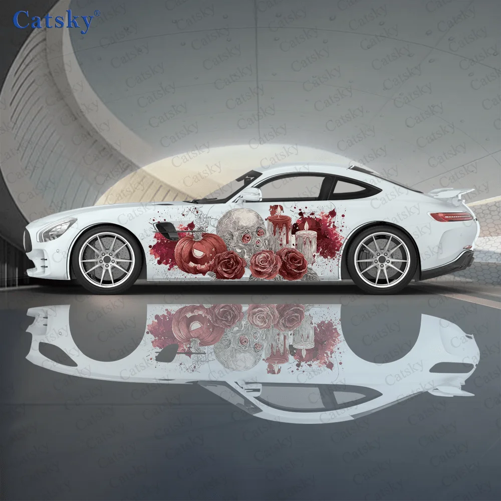 

Halloween-themed dark style stickers for car body side doors, made of PVC (polyvinyl chloride), suitable for all universal car m