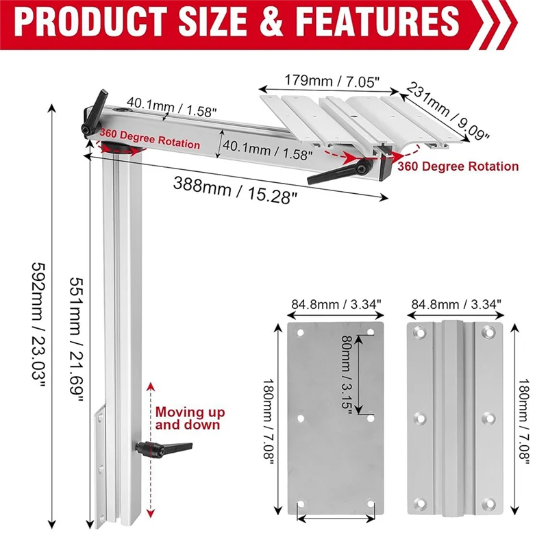 Ac29-Rotating Black Table Leg For RV And Yacht, Removable And Foldable For Campervan Marine Use
