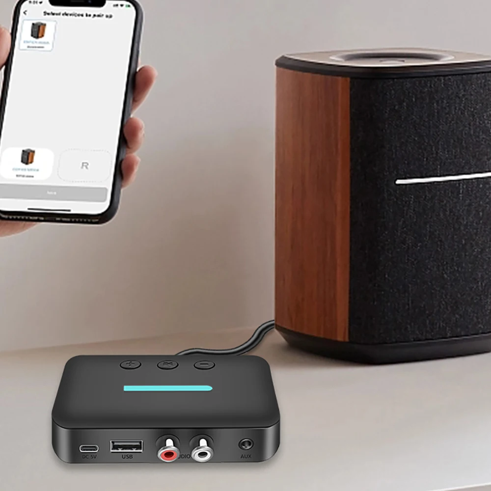 Ricevitore Bluetooth 5.3 Adattatore audio wireless Supporto U Disk R/L RCA Ricevitore audio musicale AUX da 3,5 mm per amplificatore altoparlante per auto