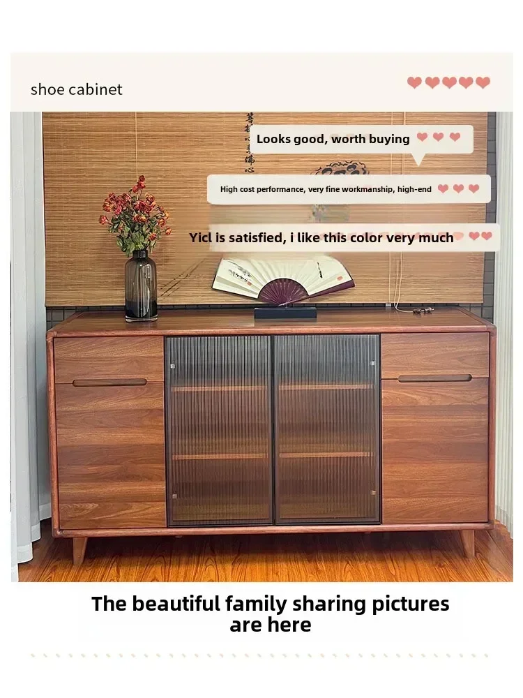 1solid wood frame dining side simple living room wine and tea cabinet kitchen storage cabinet storage integrated