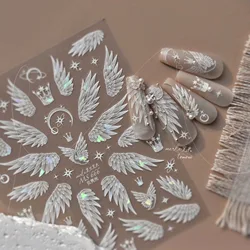 Flash Dreamy Freedom White Swan Wing High Quality Nail Stickers Nail Art Decoration Decals Design MS-666
