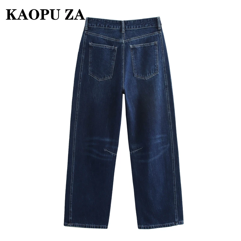 KAOPU ZA 2024 New Autumn Women's Casual High Waist Stretch Straight Jeans Korean Fashion Streetwear Trousers