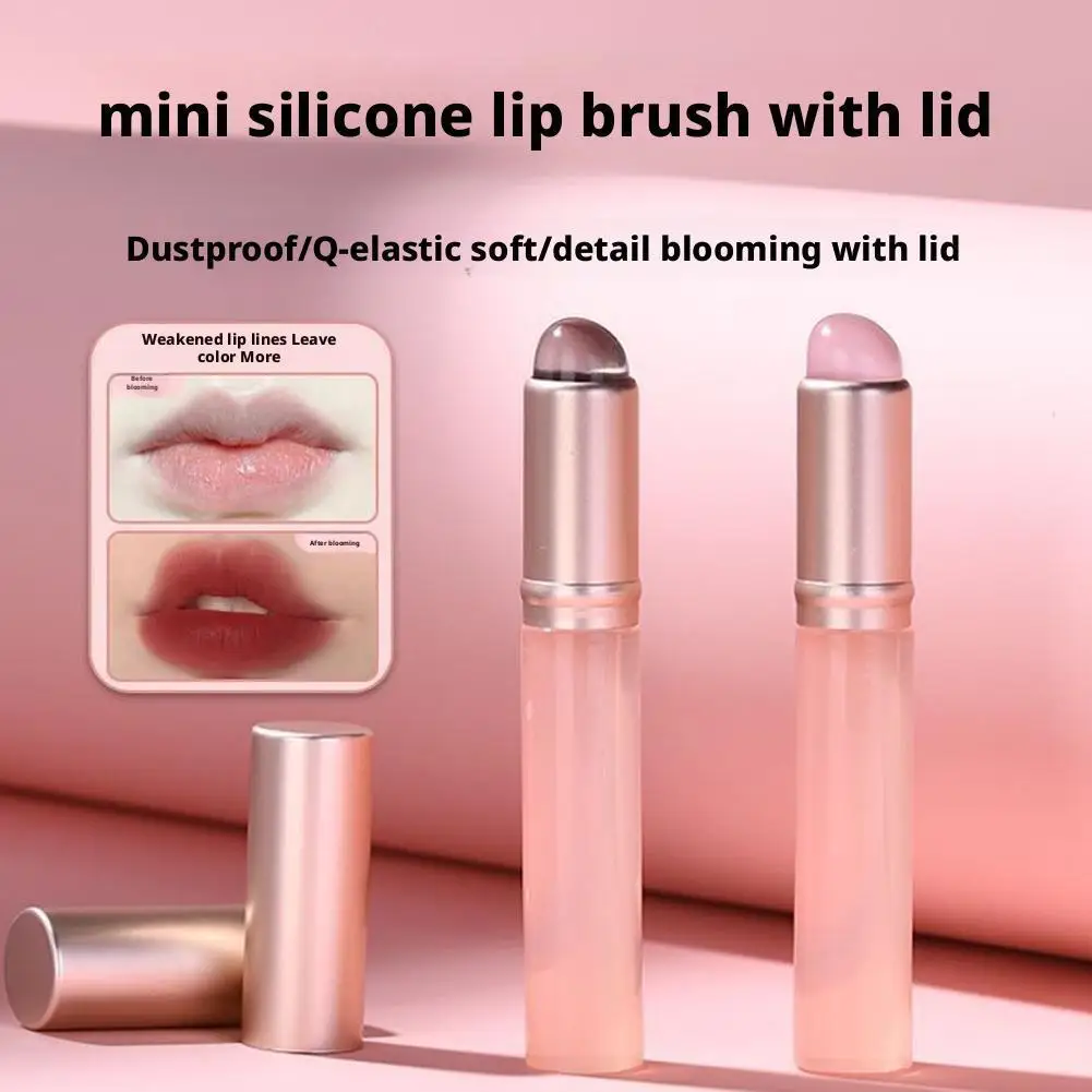 Siliconen lippenborstel met deksel, herbruikbare schuine concealerborstel Siliconen make-up applicatortool Draagbare lippenborstel voor lippenbalsem