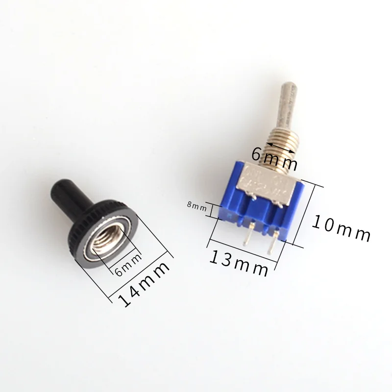 30pcs 6mm toggle switch with waterproof cover 2Pin dust cap