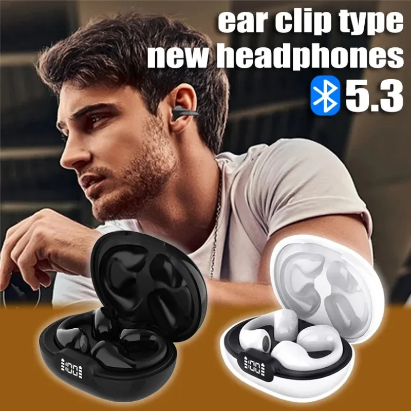 

Music Lossless Bluetooth Earphones Earring Wireless Headphones Ear Clip with Mic Earbuds HD Stereo Sports Waterproof Headsets