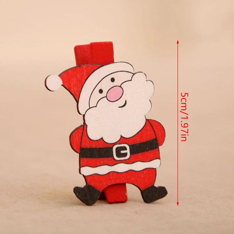 6pcs Creative Christmas Wooden Cartoon Clip Xmas Santa Claus Snowman Elk Snowflake Wooden Clip Noel Natal Merry Christmas Decor