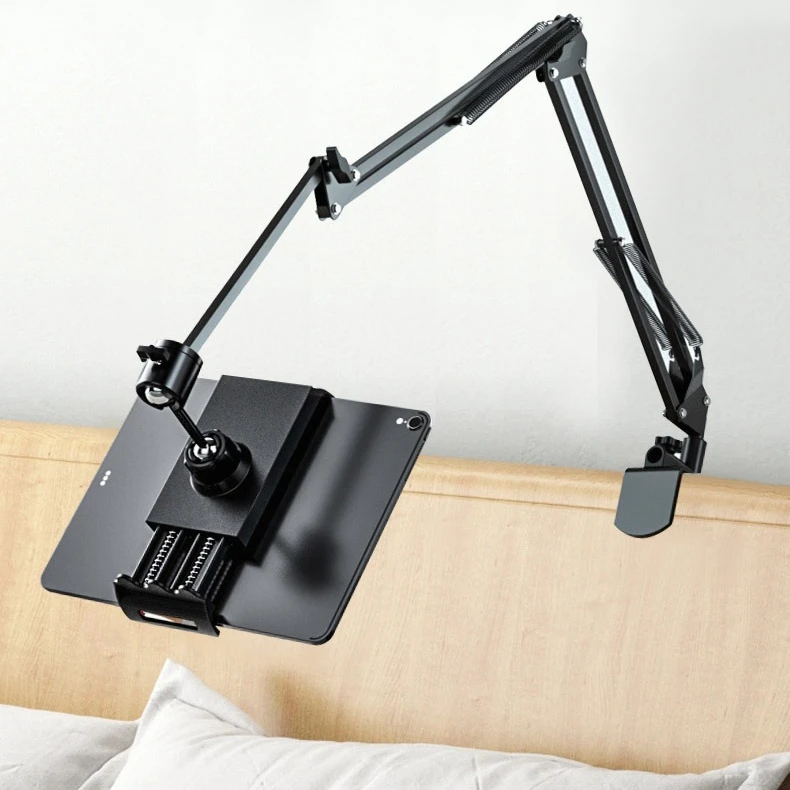 Foldable Adjustable Bed Headphone Holder for iPhone iPad Tablet with Mechanical Arm Stand for Bed Desk Use