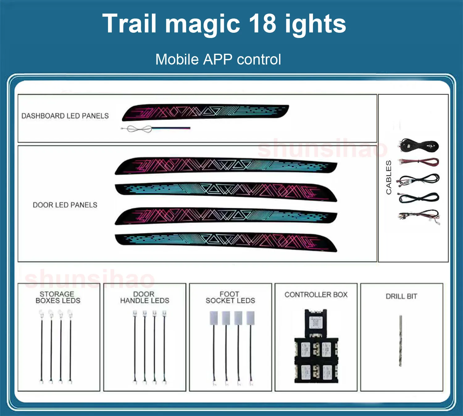 

Атмосферная лампа Shunsihao для Renault megane 2016-2022, волшебный окружающий свет, украшение окружающей среды, подсветка, 256 цветов