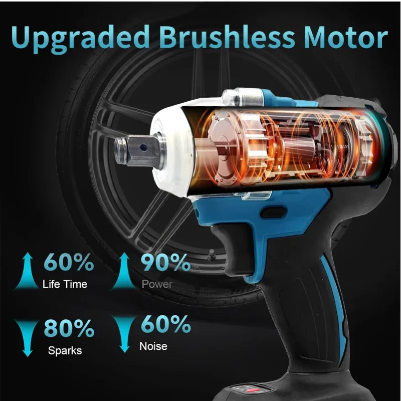 ماكيتا DTW600 مفتاح ربط لاسلكي 280N.m عزم دوران عالي فرش مفتاح كهربائي قابل لإعادة الشحن 18 فولت أدوات إصلاح السيارات الكهربائية