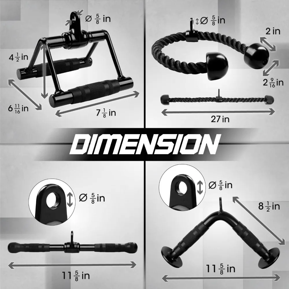 

US Shipping Cable Machine Attachments Set with Row Handles Tricep Rope Straight Bar V Bar LAT Pulldown for Home Gym