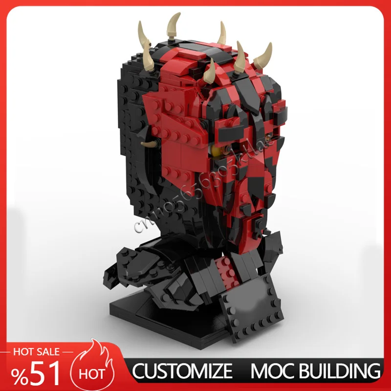 592 pçs moc estrela batalha uma grande aparência darth maul cabeça capacetes modelo blocos de construção empilhamento tijolos criativo brinquedo do miúdo presentes diy