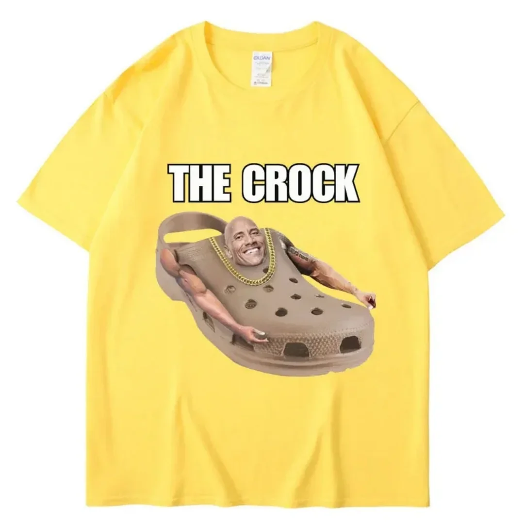 كروك دواين جونسون مضحك ميمي تي شيرت الصيف موضة الرياضة القطن الخالص تي شيرت رجالي ملابس الأطفال المحملة Y2k امرأة