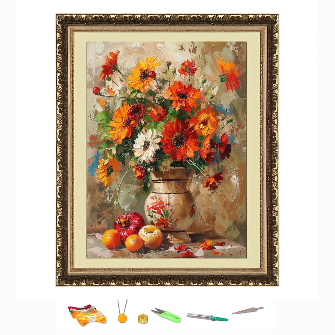 Cross Stitch Embroidery Lilies And Roses In A Vase Flower Thread Drawing DIY Needlework Kit Decorate Printed on Canvas 11CT
