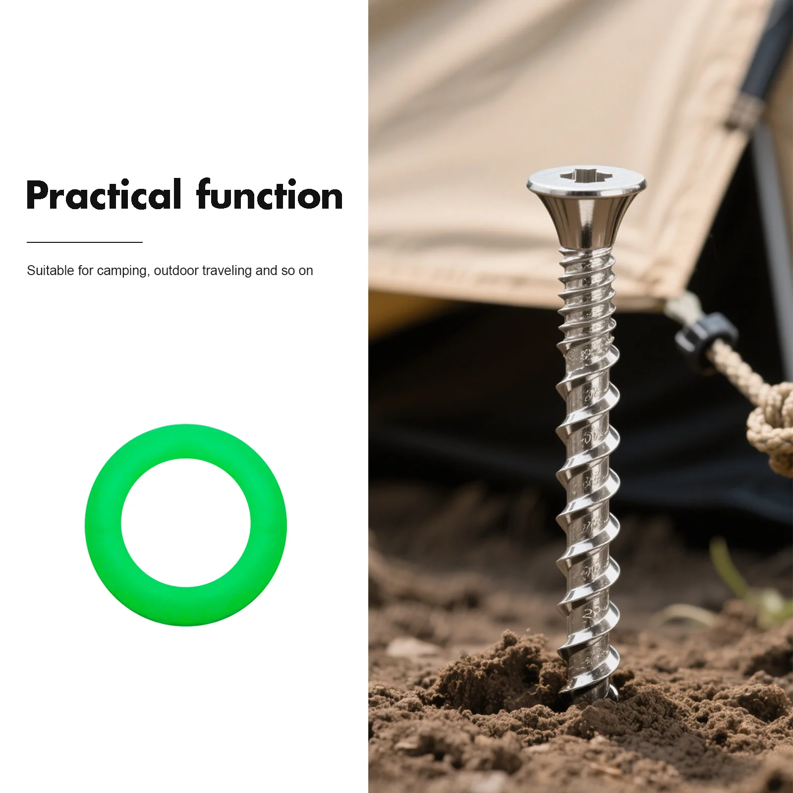 50 قطعة حلقات مسمار الخيمة الفلورسنت التخييم خيمة حصة توهج ليلة علامات السلامة في الهواء الطلق الوتد اكسسوارات حلقات الفلورسنت #3