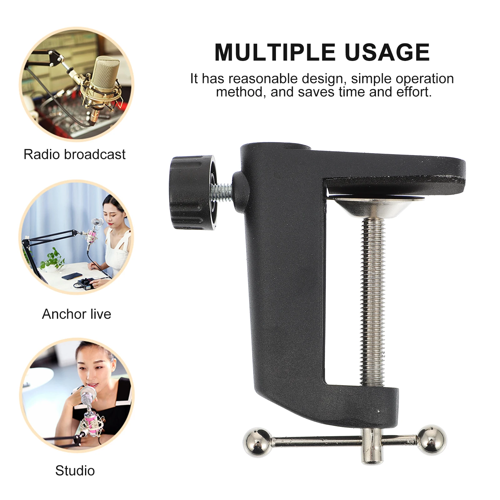 

Microphone Cantilever Bracket Base Mic Stand Holder For Table Black Non-Slip Desktop Mounting Clamp Table Clamp For Universal