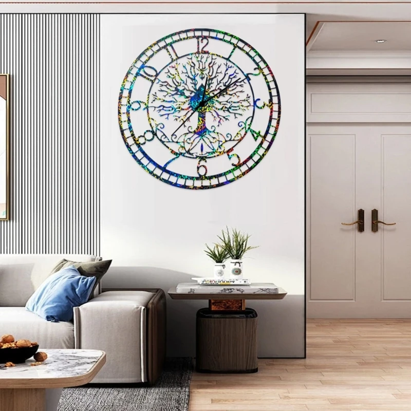 Resin Mold in Life Tree Designs Crafted from Silicone Holographics Wall Clock Mold for Creating Decorative Wall Clocks