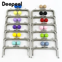 2/5/10Pcs Deepeel 12.5cm Metal Purse Frame Bag Handle Colored Bead Women Handbag Kiss Clasp DIY Sewing Brackets Bags Accessories