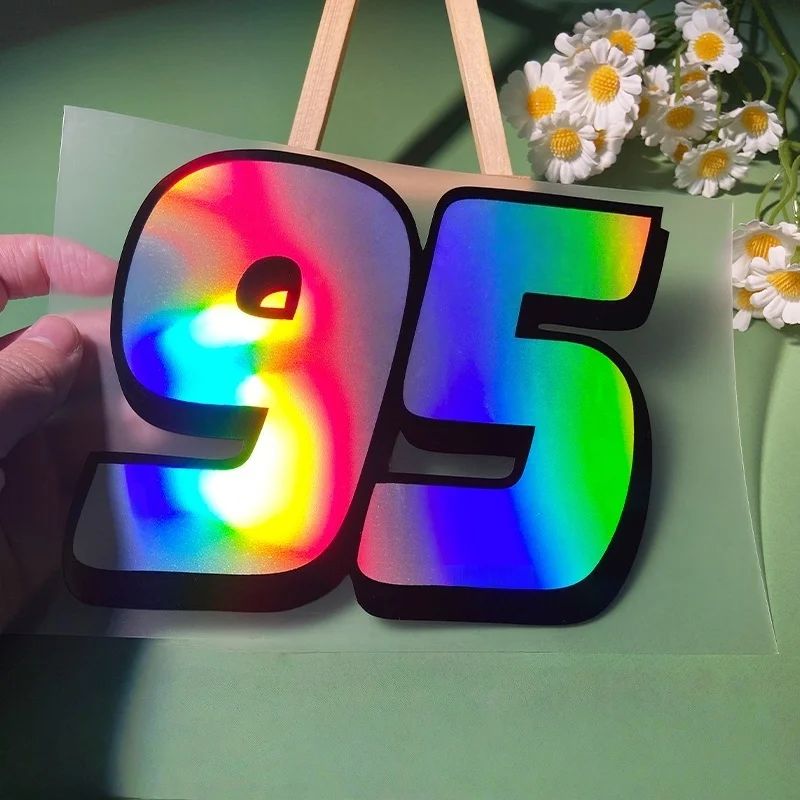 1 Buah Stiker Holografik Angka 95 untuk Mobil dan Motor, Stiker Keren untuk Bodi Kendaraan, Stiker Numerik Khas untuk Kendaraan