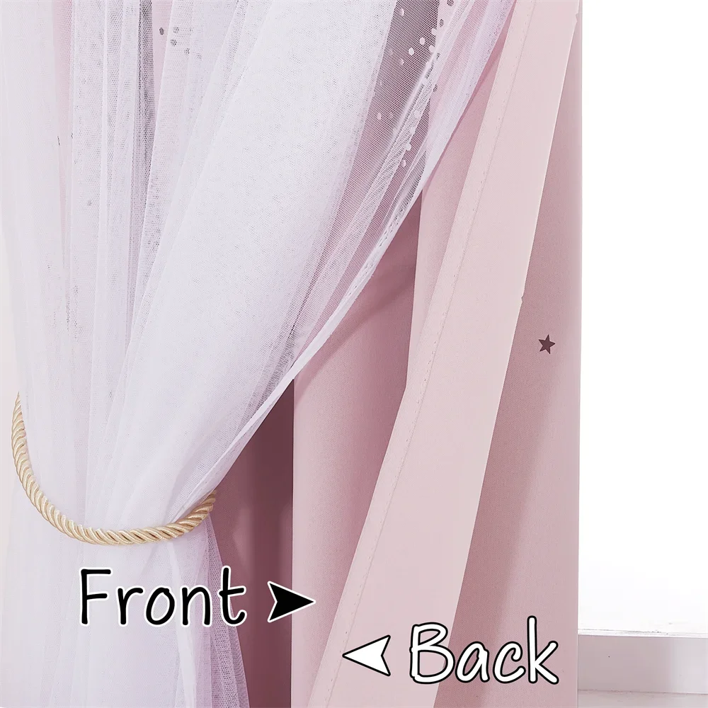 RYB HOME Double-Layer Curtains For Living Room Tulle On The Window Curtain For Bedroom Bedroom Girl Curtains Home Decoration