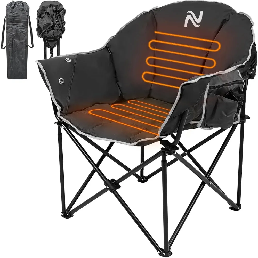 

Oversized Camping Chair, Outdoor Chairs with Side Pocket, Heavy Duty Outside Couch, Folding Cotton Padded Chair Seat for Sports