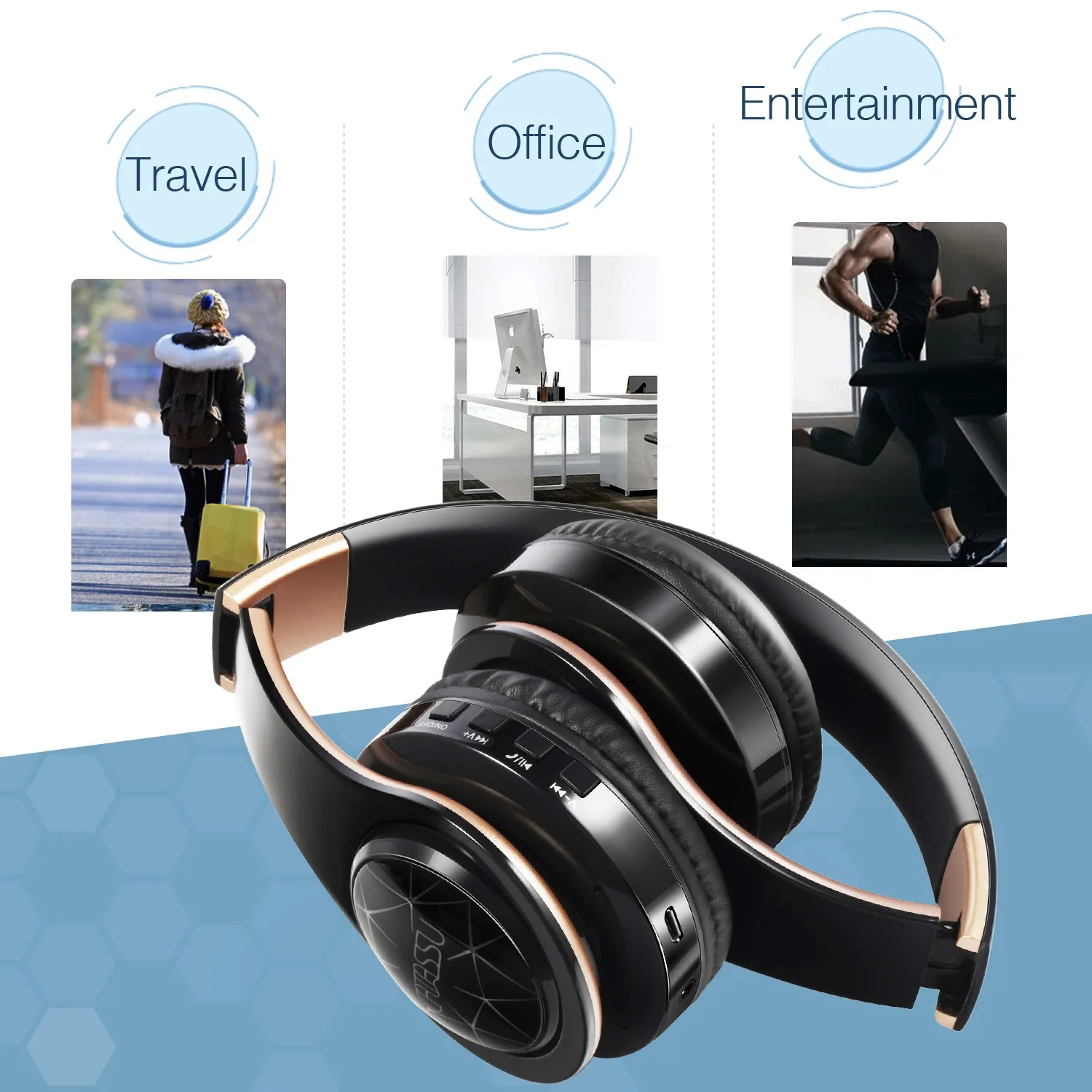 Nuovo arrivo luci respiratorie a LED cuffie wireless bluetooth auricolare mobile supporto computer mobile tablet bassi pesanti