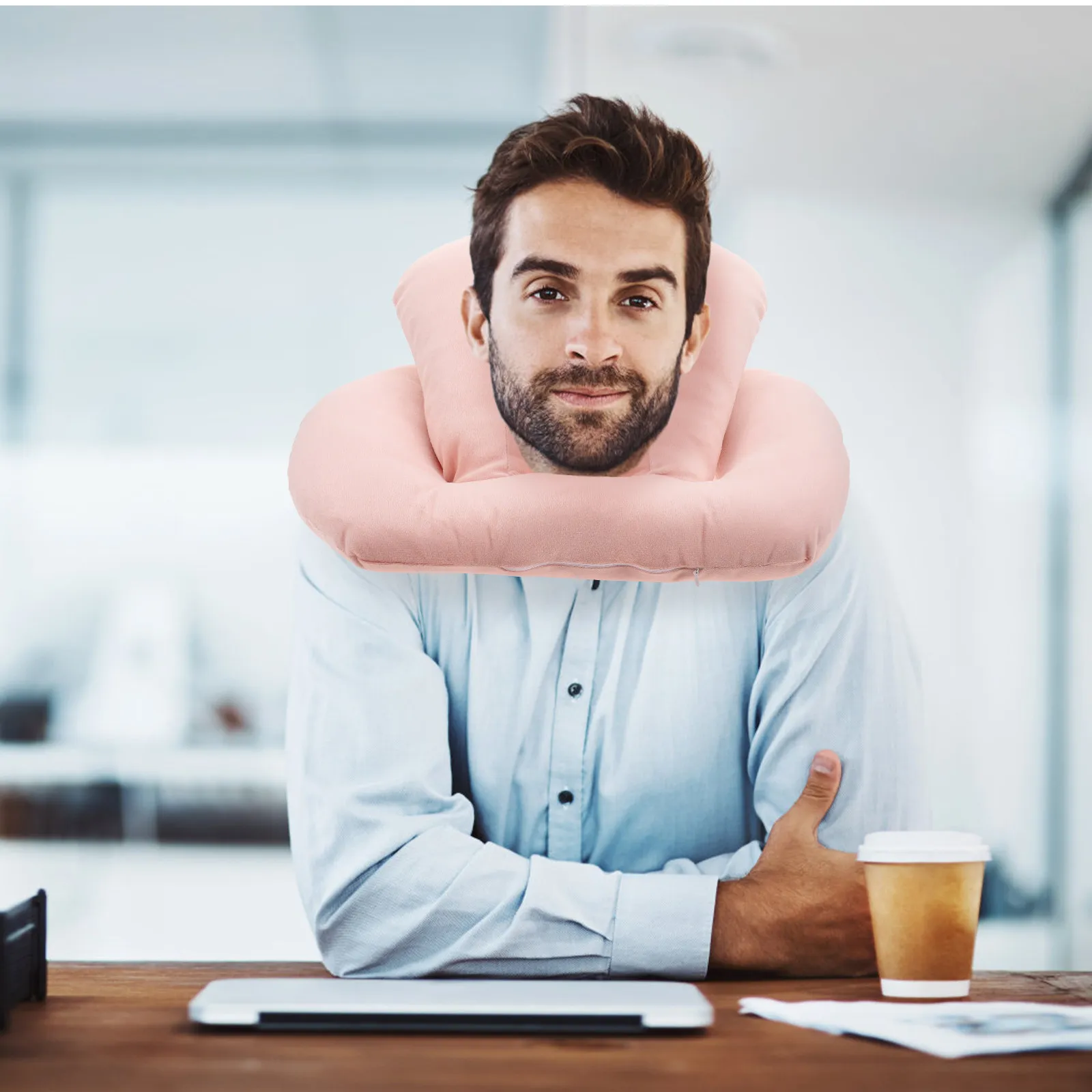 Premium Ergonomic Nap Pillow Desktop Sleeping Pillow for Office Home School Portable Face-Down Siesta Cushion Comfortable PP view 5