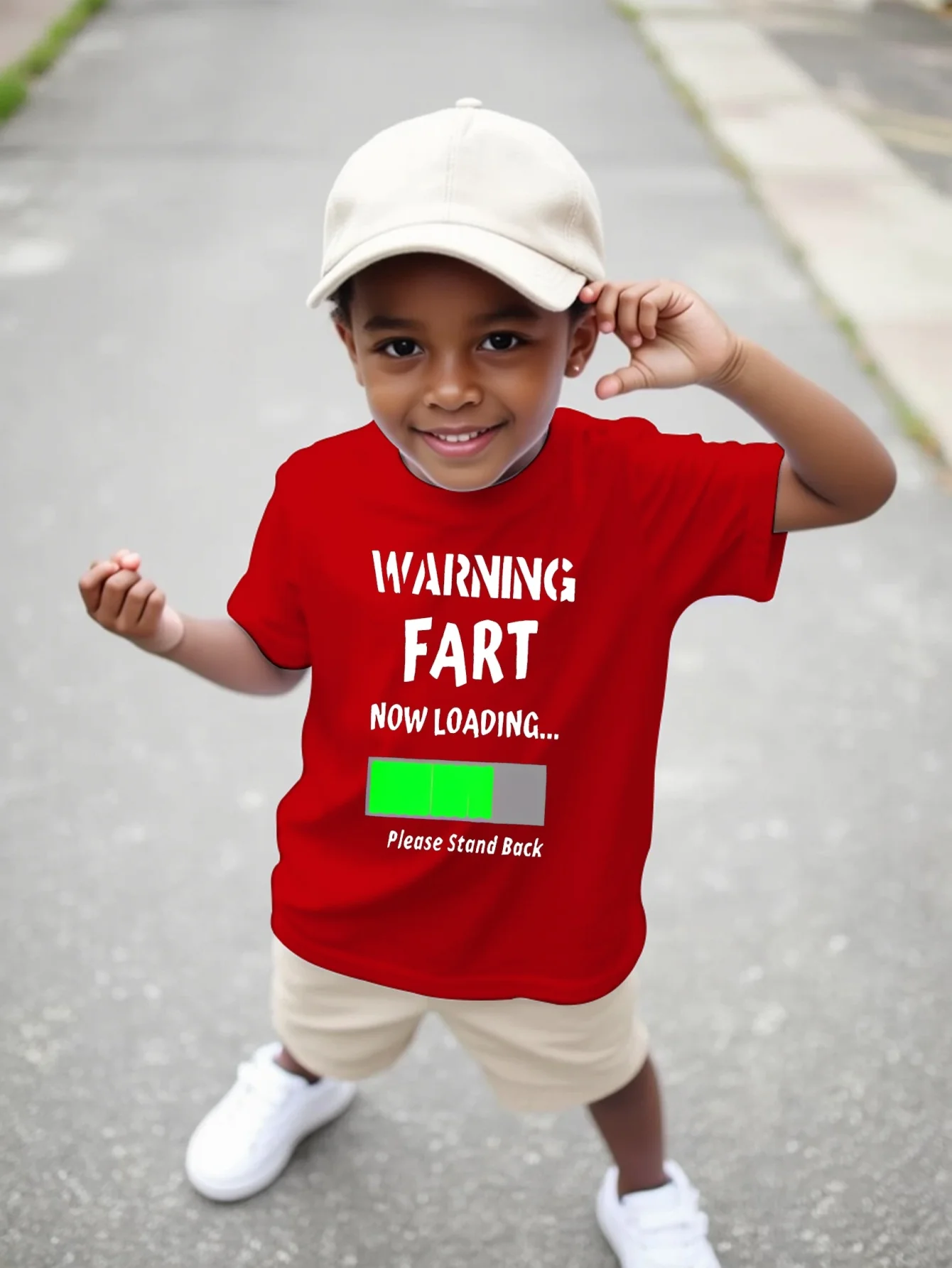 Warning Fart Now Loading Funny Humor Loading Bar Text Graphic Print T Shirt Family Matching Boys Girls Kids Casual Sleeve Tops