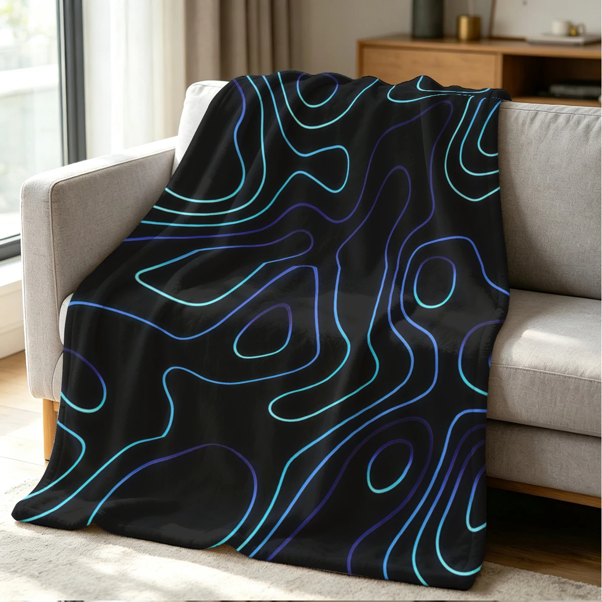 Neon Contour Blanket Soft Cozy Throw for Sofa Bed Festive Holiday Decor Gift for Kids and Adults,Lightweight and Warm