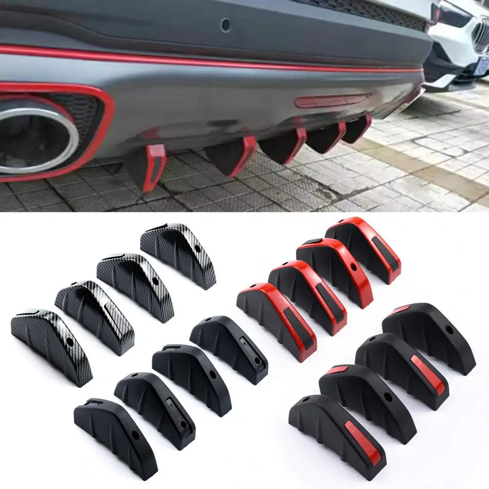 4Pcs Novel Bumper Diffuser Spoilers Compact Rear Spoilers Fine Workmanship Decorate Universal Triangle Car Spoilers