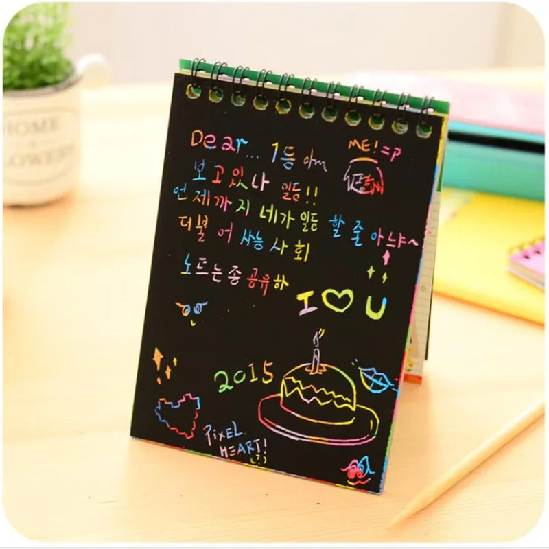 DIY Diary Mini Notebook Black Paper Notepad Sketch Graffiti Notebook Drawing Painting Office School Stationery for Kids Gift