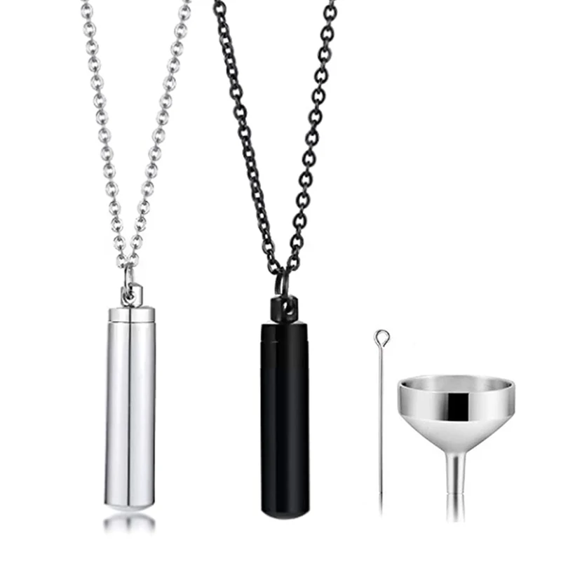 Minimalist Urn Cremation Necklaces For Men Women Hollow Tube Memorial Ashes Pendant Vial Necklaces Jewelry Accessories Gifts