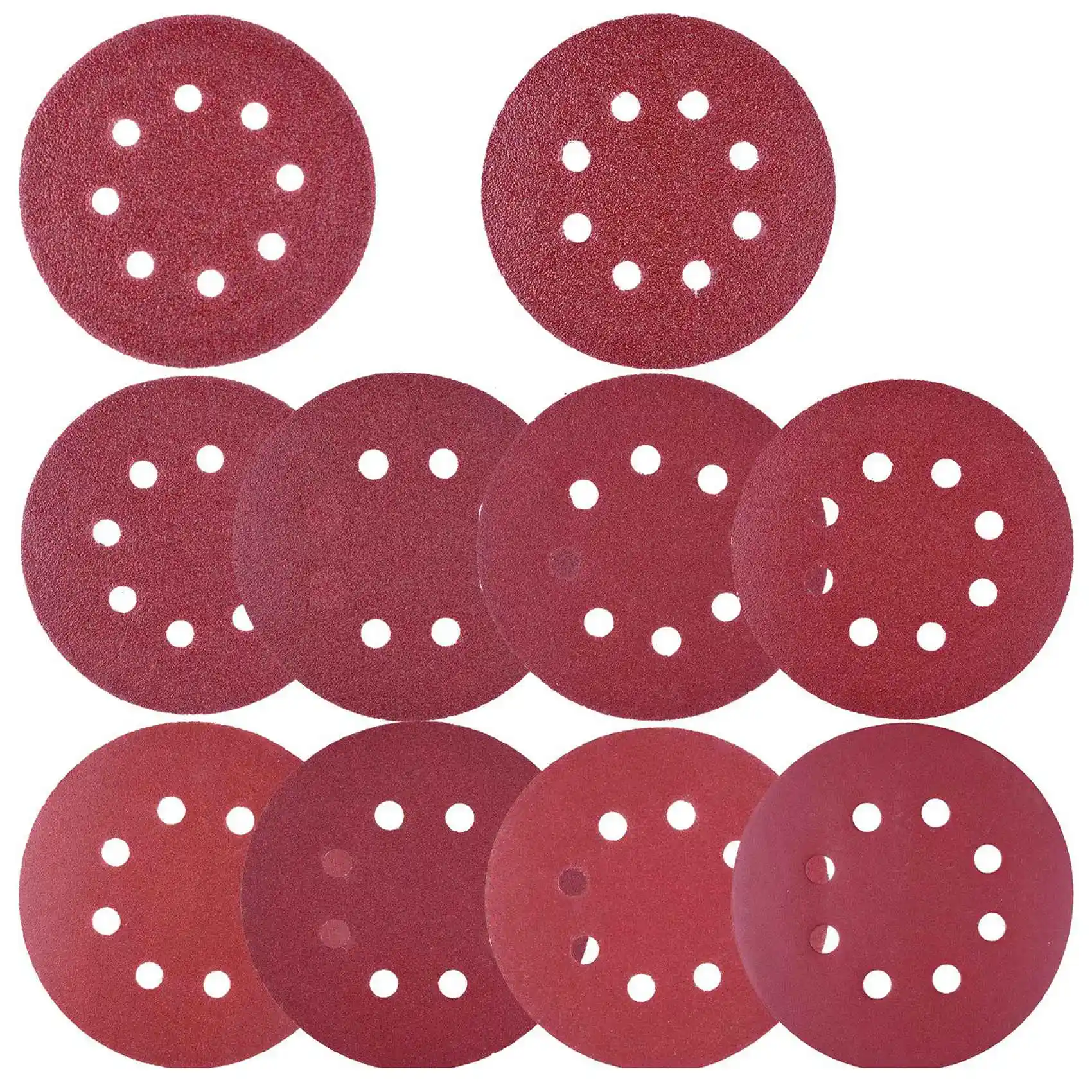 100PCS Disc Sandpaper 125MM Brushed Sheet 5 Inch 8 Hole Back Flock Dry Sanding Paper Sheet Self-Adhesive Flocking Disc